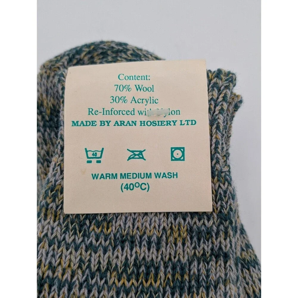 Lot of 2 NEW Wool Socks Whyte Smith England Aran Hosiery Ireland Mens L